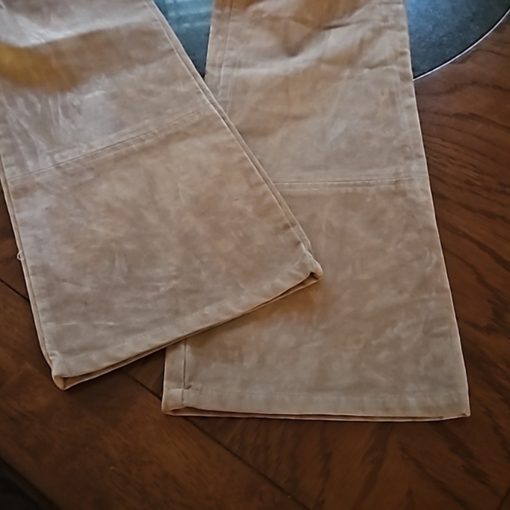 Y2K Dollhouse Tan Faux Suede Lace Up Flared Boho Festival Pants Size Small - Picture 6 of 13